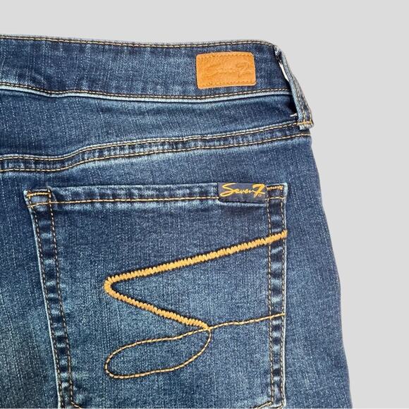 Seven7 Sunset Bermuda Denim Jean Short Size 14 DK Blue Wash - Picture 4 of 9